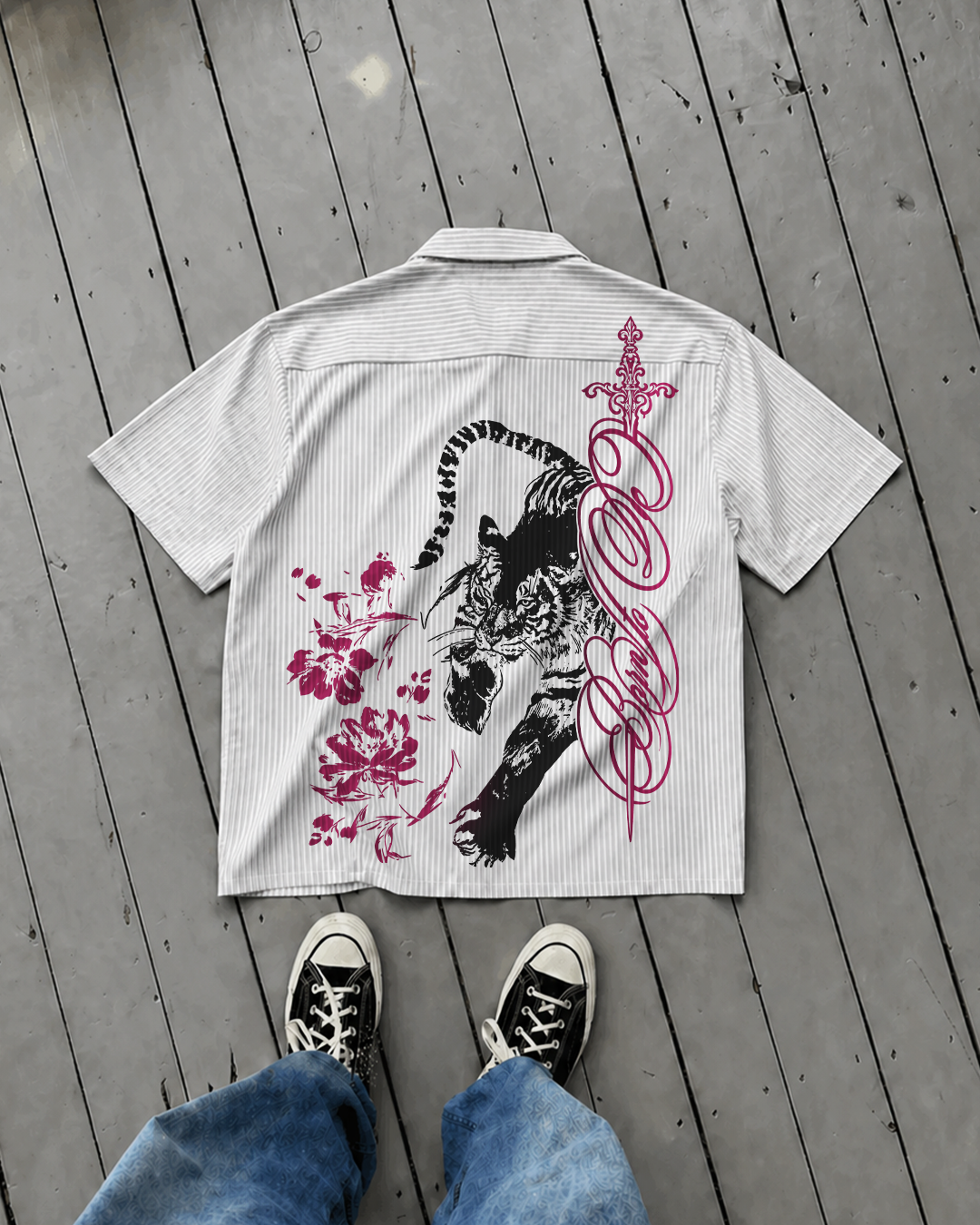 Midnight Tiger Script Stripe Shirt