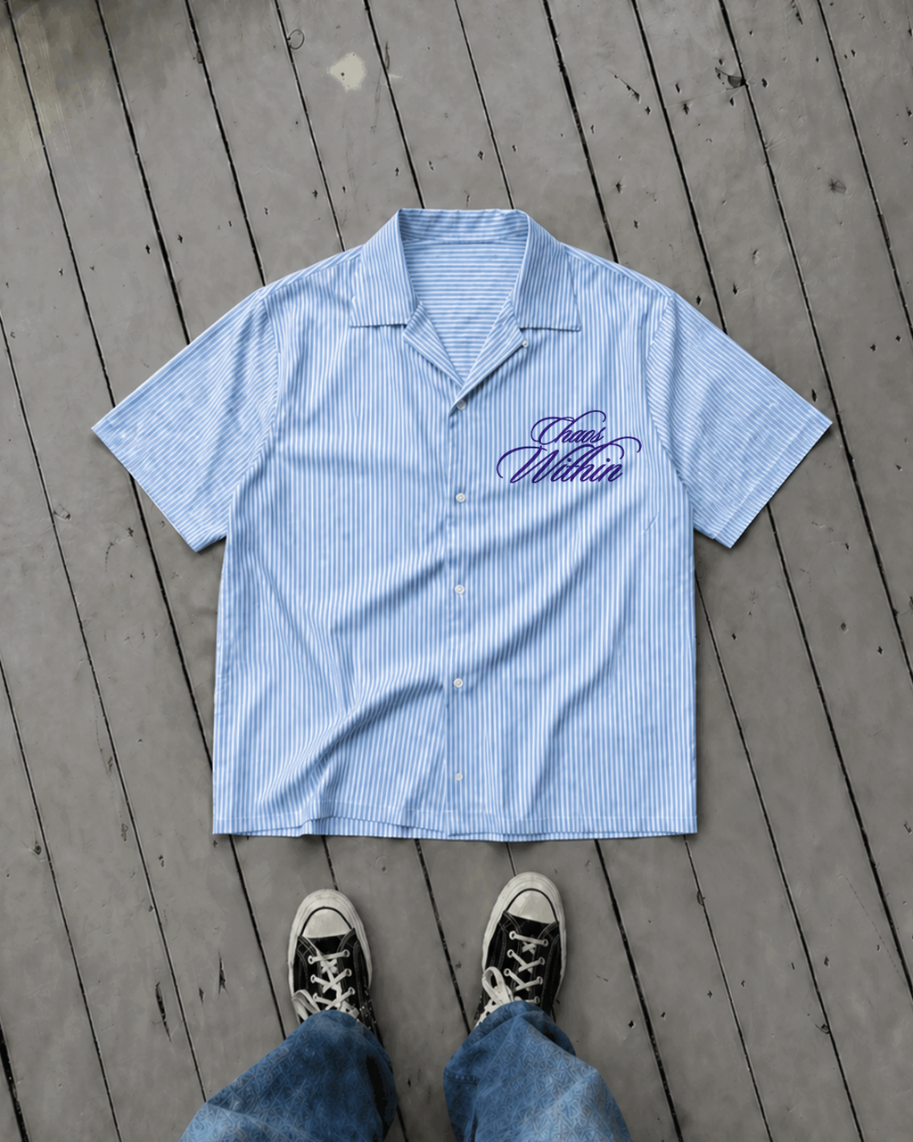 Shadow Angel Script Stripe Shirt