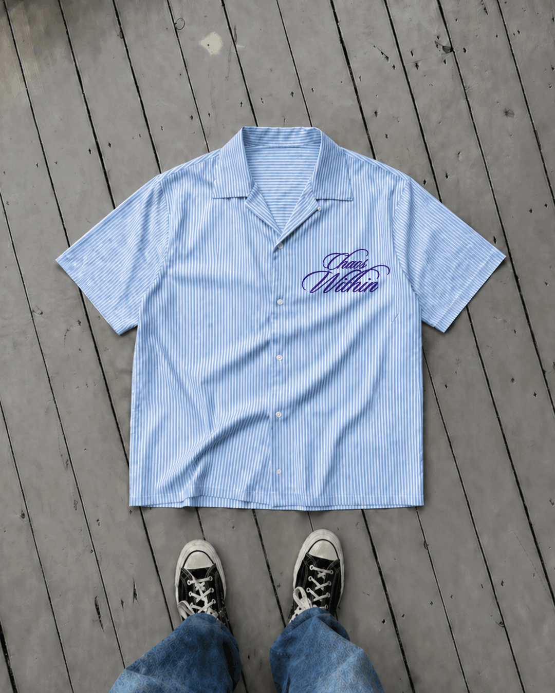 Shadow Angel Script Stripe Shirt