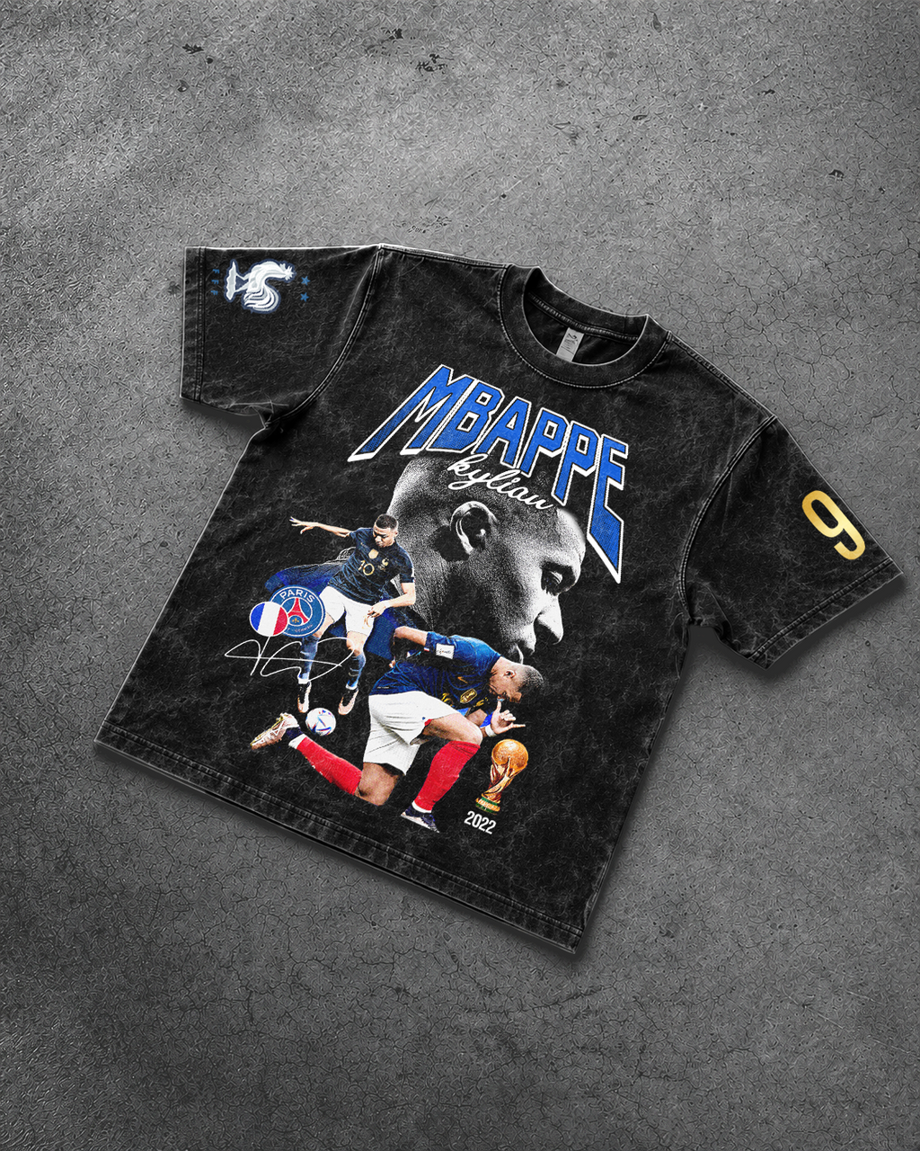 Mbappé Acid Wash Oversized tee