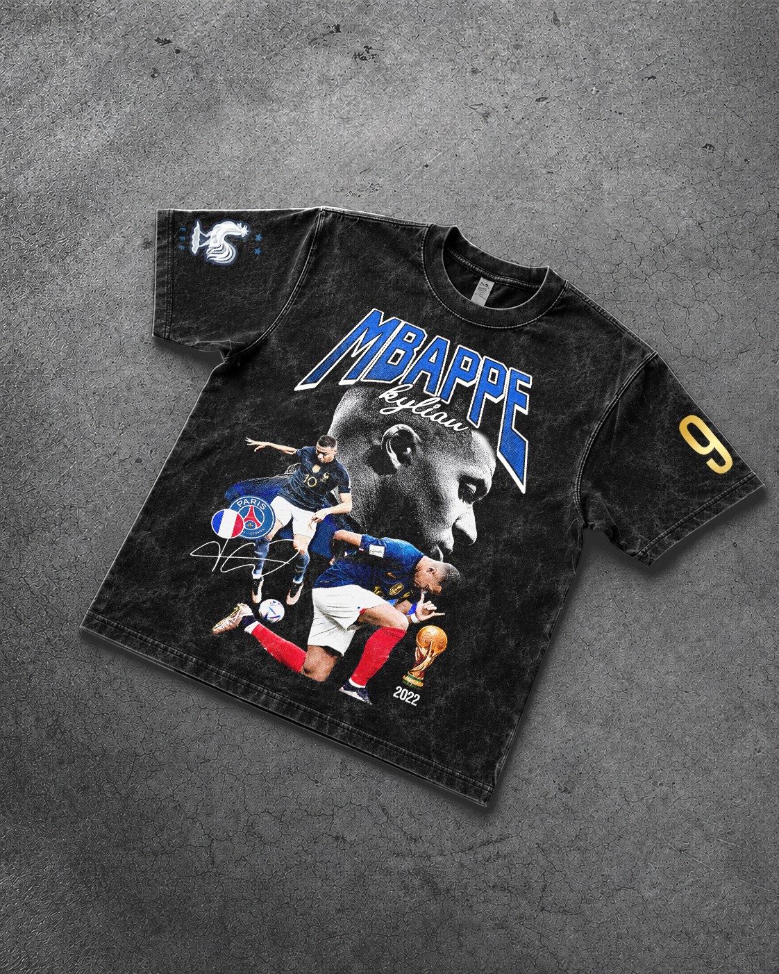 Mbappé Acid Wash Oversized tee